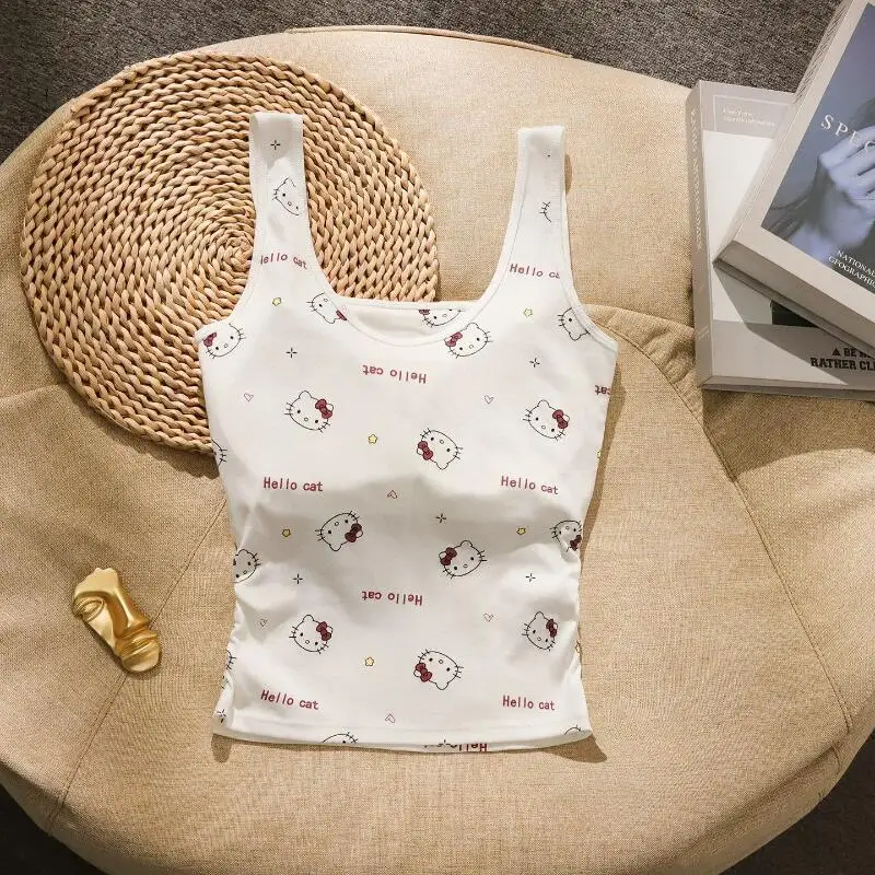 Sanrios Hello Kittys Cute Girl Printed Camisole Summer New Simple Fashionable with Chest Cushion Cartoon Sleeveless Inner Vest
Sanrios Hello Kittys Cute Girl Printed Camisole Summer New Simple Fashionable with Chest Cushion Cartoon Sleeveless Inner Vest