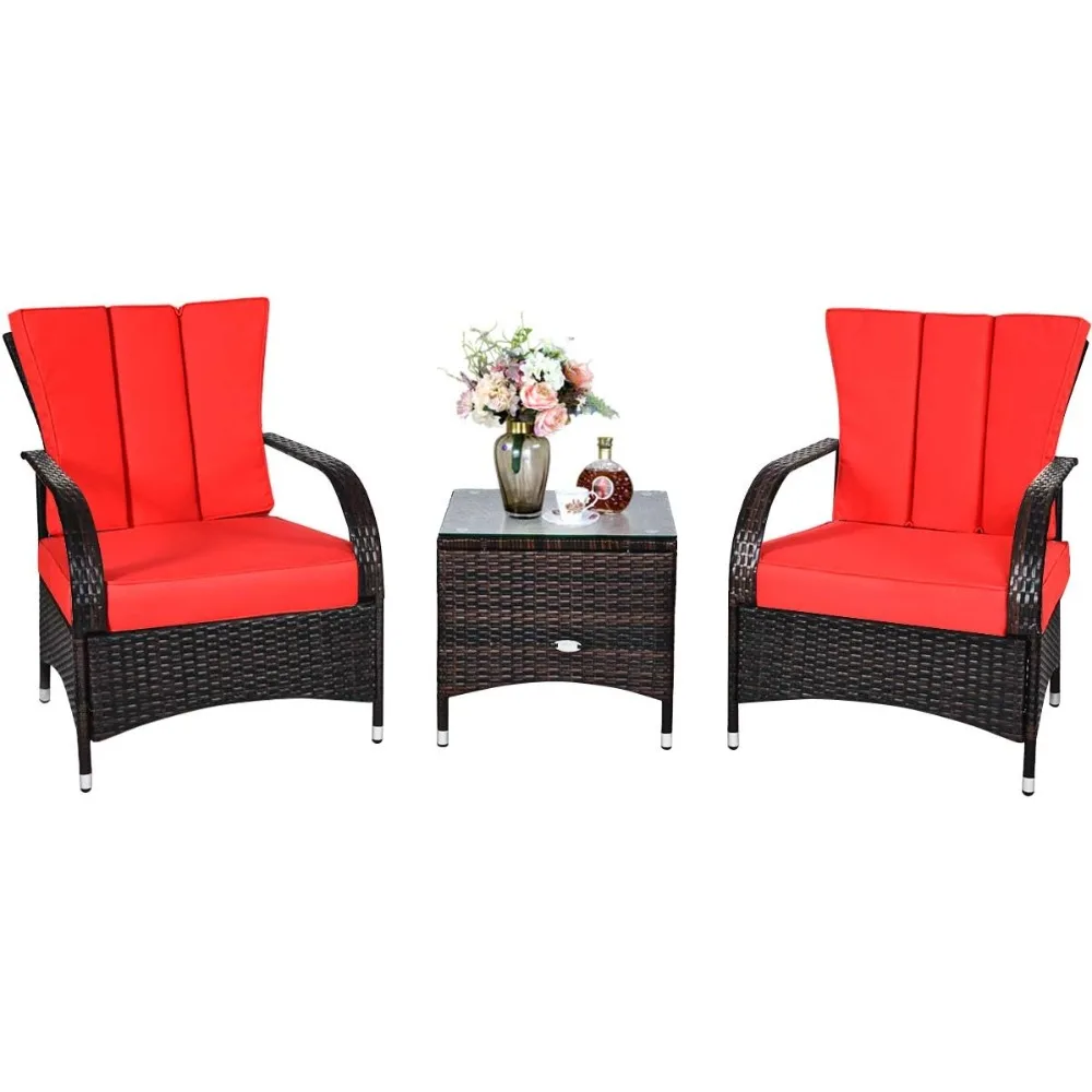 3-Piece Patio Conversation Set, Outdoor Wicker Furniture Set, Rattan Coffee Table & Chairs Set with Cushions, Outdoor Conversat
3-Piece Patio Conversation Set, Outdoor Wicker Furniture Set, Rattan Coffee Table & Chairs Set with Cushions, Outdoor Conversat