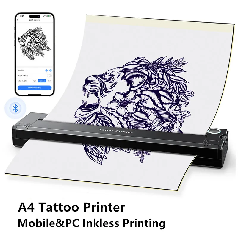 Portable Bluetooth Mini A4 Thermal Tattoo Printer Inkless Tattoo Stencil Transfer Machine Suitable For Tattooist&Beginners
Portable Bluetooth Mini A4 Thermal Tattoo Printer Inkless Tattoo Stencil Transfer Machine Suitable For Tattooist&Beginners