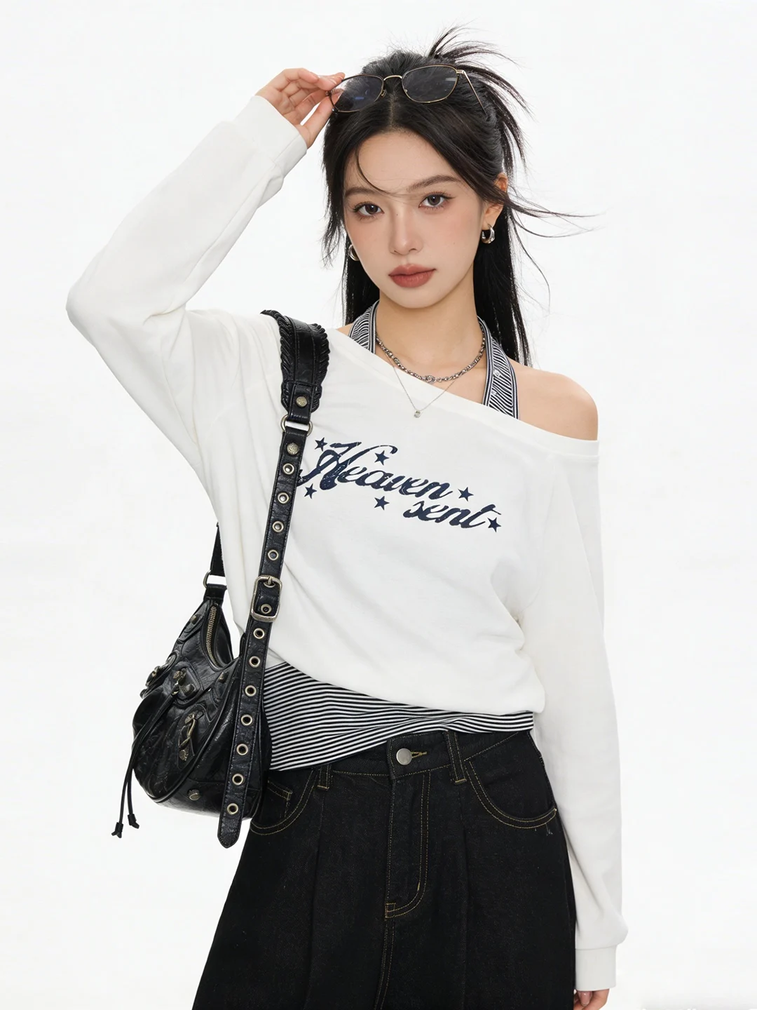 Casual Sle Letter Print T-irt Spring Ladies Daily Slant Collar Fake Two-Piece Sweatirt Coat Stripe Color Blo
Casual Sle Letter Print T-irt Spring Ladies Daily Slant Collar Fake Two-Piece Sweatirt Coat Stripe Color Blo