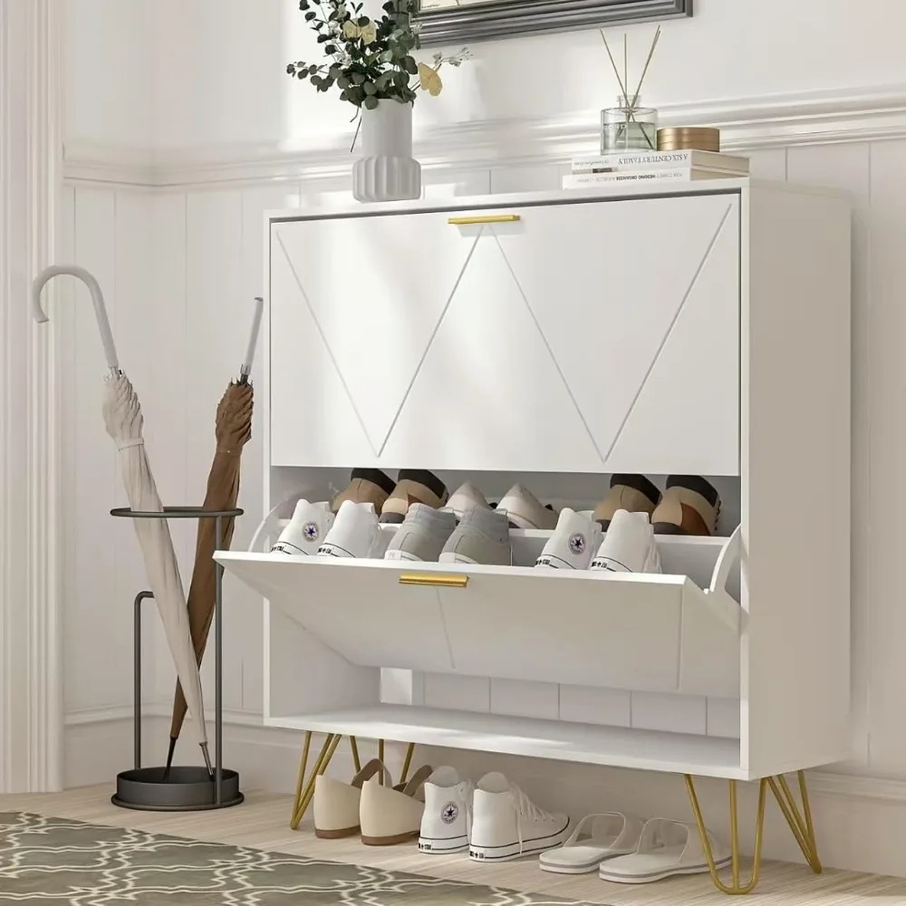 Shoe Cabinet with 2 Flip Drawers, Shoe Cabinet Storage for Entryway, White Shoe Storage Cabinet, Slim Wooden Freestanding Shoe
Shoe Cabinet with 2 Flip Drawers, Shoe Cabinet Storage for Entryway, White Shoe Storage Cabinet, Slim Wooden Freestanding Shoe