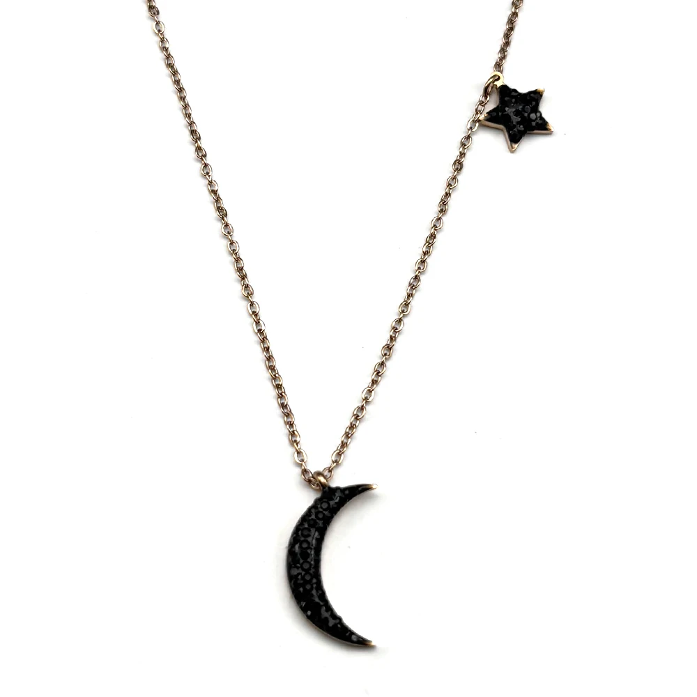 Minimalist Crescent Moon Star Black Rhinestones Pendant Necklace For Women Men Stainless Steel Gold Color Charms Chain Jewelry
Minimalist Crescent Moon Star Black Rhinestones Pendant Necklace For Women Men Stainless Steel Gold Color Charms Chain Jewelry