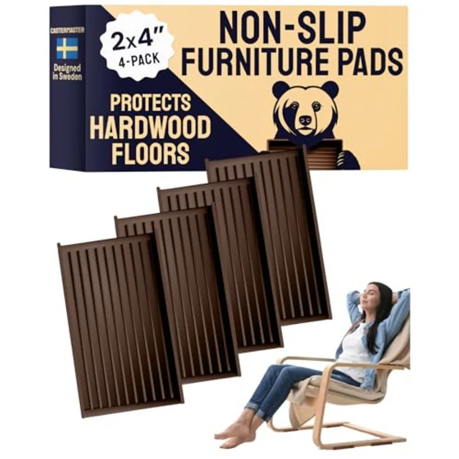 Anti Slip Furniture Pads Rectangular Rubber Caster Cups - 2 x 4 in Brown Pack of 4 - Non Slip Floor Protectors for Chairs and H
Anti Slip Furniture Pads Rectangular Rubber Caster Cups - 2 x 4 in Brown Pack of 4 - Non Slip Floor Protectors for Chairs and H
