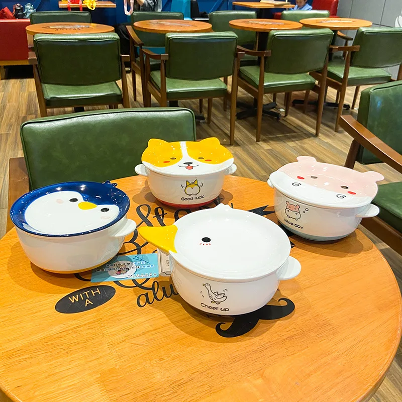 Cartoon Ceramic Instant Noodle Bowl for Students' Home stay Double Ear Soup Bowl Personality Instant Noodle Bowl with Cover
Cartoon Ceramic Instant Noodle Bowl for Students' Home stay Double Ear Soup Bowl Personality Instant Noodle Bowl with Cover