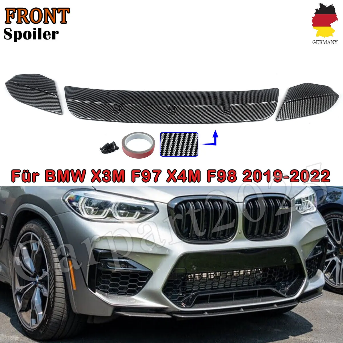 For BMW X3M F97 X4M F98 2019-2022 Front Bumper Spoiler Lip Gloss Black/Carbon Fiber Look Car Lower Splitter Guard Plate Blade
For BMW X3M F97 X4M F98 2019-2022 Front Bumper Spoiler Lip Gloss Black/Carbon Fiber Look Car Lower Splitter Guard Plate Blade