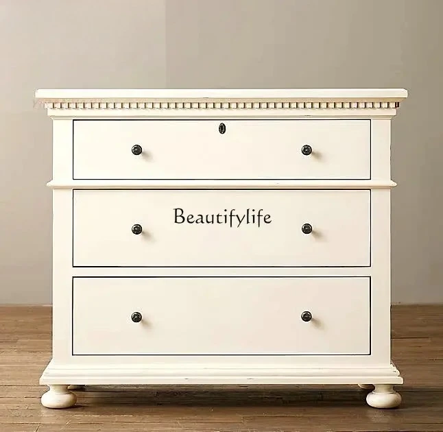 American ivory white solid wood 3 chest drawers storage European style old and simple
American ivory white solid wood 3 chest drawers storage European style old and simple