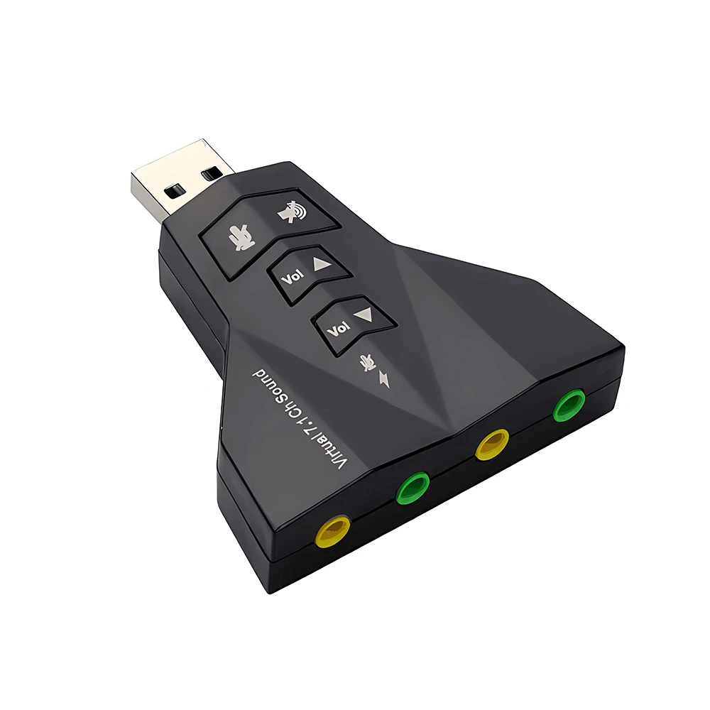Portable 3D External Usb Audio Sound Card Digital Dual Virtual 7.1 Channel USB 2.0 Audio Adapter Double Sound Card for PC