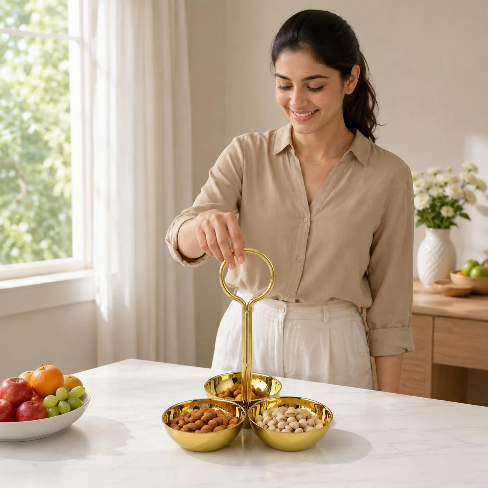 Circular Handle Serving Dish Gold-Colored Snack Dish Servingware Single-Piece Tableware Easy to Clean
Circular Handle Serving Dish Gold-Colored Snack Dish Servingware Single-Piece Tableware Easy to Clean
