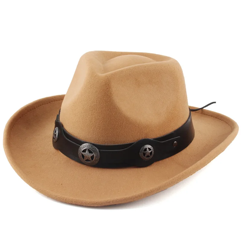 Autumn and winter new products European and American style, western cowboy hat, curved edge, jazz hat, imitation wool felt hat
Autumn and winter new products European and American style, western cowboy hat, curved edge, jazz hat, imitation wool felt hat