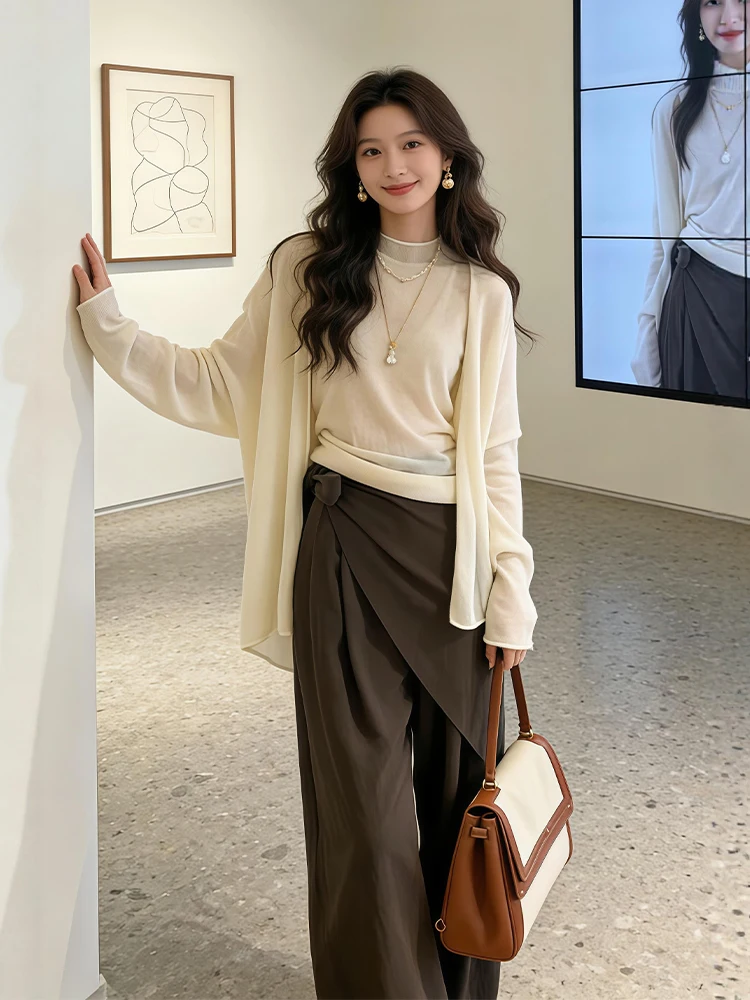 2026 Spring Summer Women's Knitted Open Cardigan Vest Wide Leg Pants Three Piece Set Comfortable Fashion Ensemble High Waist
2026 Spring Summer Women's Knitted Open Cardigan Vest Wide Leg Pants Three Piece Set Comfortable Fashion Ensemble High Waist