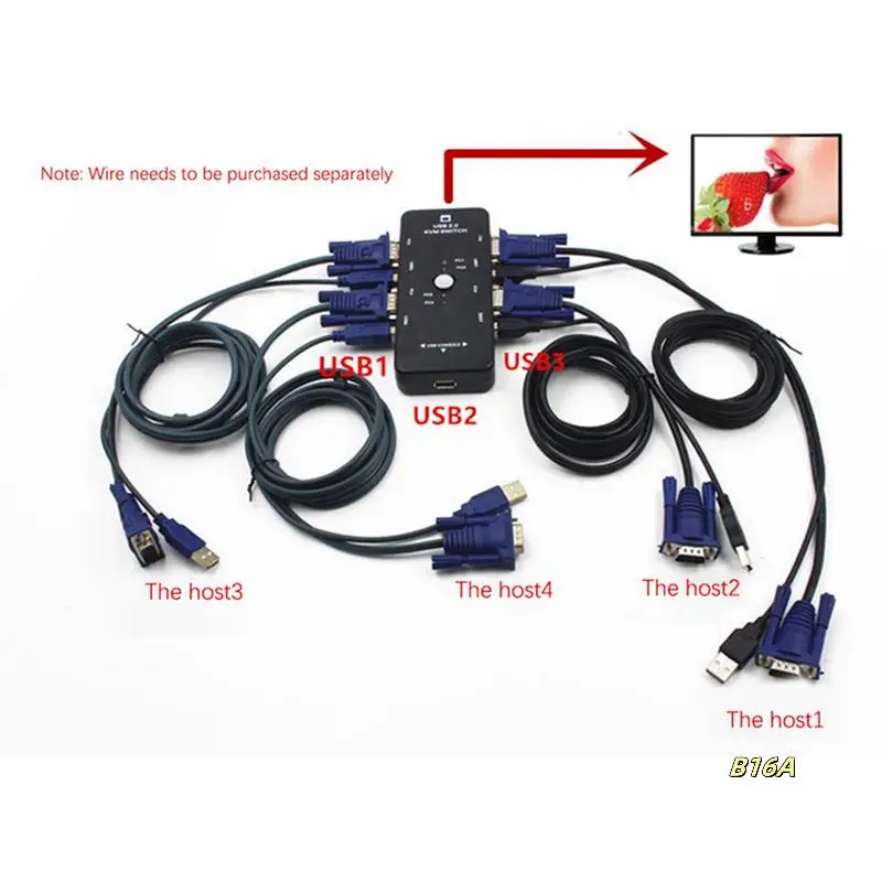 2X один для четырехпортовых USB 2.0 KVM-переключателей клавиатуры монитор VGA SVGA ПК ноутбук
2X один для четырехпортовых USB 2.0 KVM-переключателей клавиатуры монитор VGA SVGA ПК ноутбук