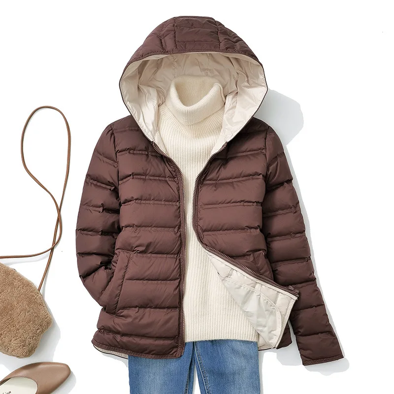 Autumn Winter Contrast Color Hooded Down Jacket Women Warm Light Thin White Duck Down Coat Parkas Female Puffer Bigsize Outwears
Autumn Winter Contrast Color Hooded Down Jacket Women Warm Light Thin White Duck Down Coat Parkas Female Puffer Bigsize Outwears
