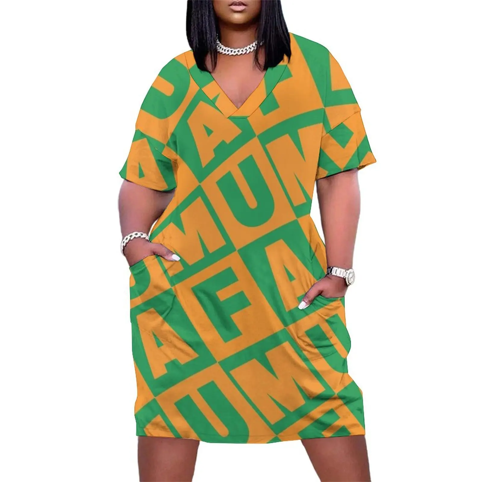 FAMU Orange and Green repeating pattern Loose Pocket Dress long dresses for women women's fashion dresses
FAMU Orange and Green repeating pattern Loose Pocket Dress long dresses for women women's fashion dresses