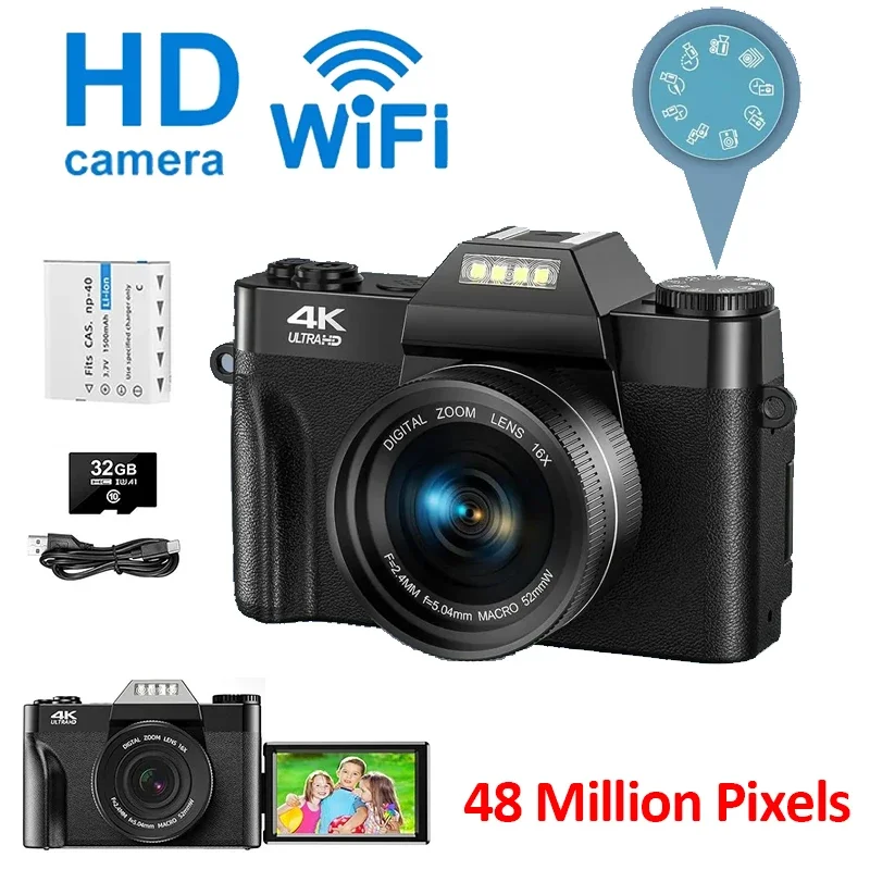 4K Digital Camera for Photography and Video Autofocus Anti-Shake 48MP Compact Vlogging Camera 3'' 180° Flip Screen with Flash
4K Digital Camera for Photography and Video Autofocus Anti-Shake 48MP Compact Vlogging Camera 3'' 180° Flip Screen with Flash