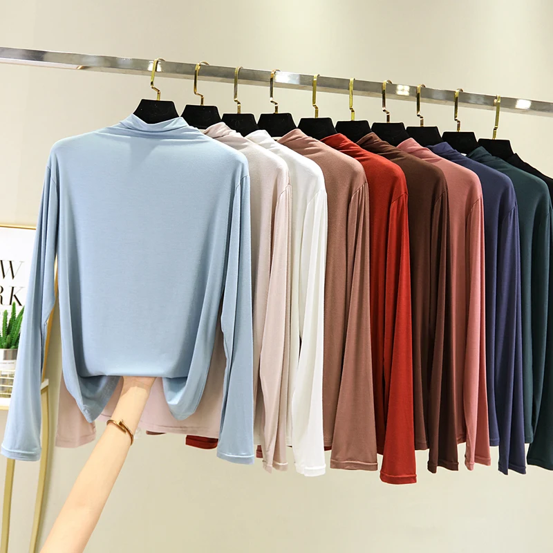 Korean Style Modal Basic Top Long Sleeve Half High Neck Shirt For Women Autumn Spring Simple Loose Fit Large Size
Korean Style Modal Basic Top Long Sleeve Half High Neck Shirt For Women Autumn Spring Simple Loose Fit Large Size