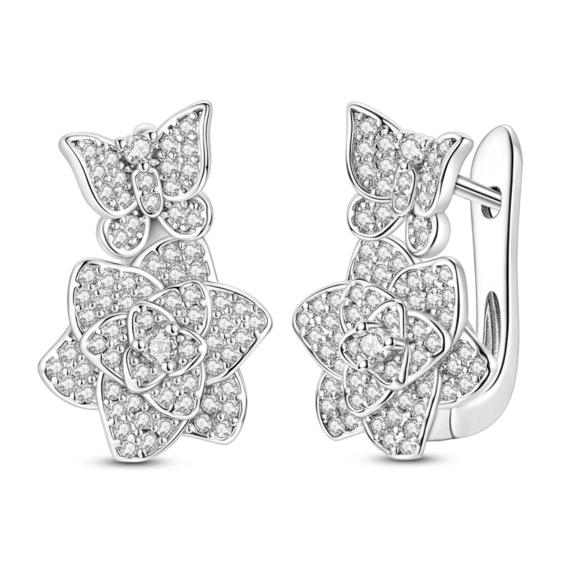 925 Sterling Silver Earrings Women Sparkling Butterfly Rose Hoop Earring For Anniversary Wedding Jewelry Gifts
925 Sterling Silver Earrings Women Sparkling Butterfly Rose Hoop Earring For Anniversary Wedding Jewelry Gifts
