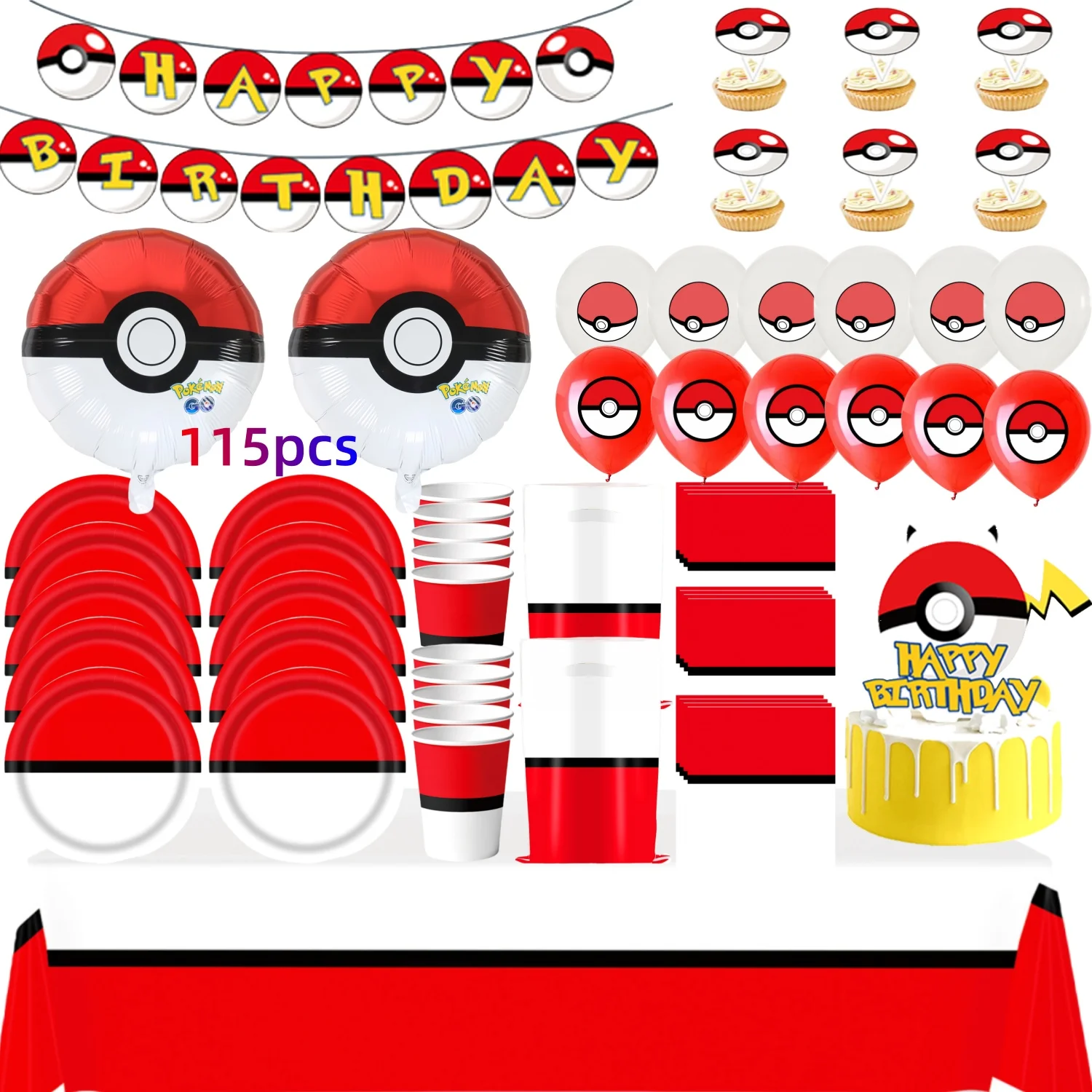 Pokemon Birthday Pokeball Party Decoration Kit Disposable Dish Tablecloth Cup Plate Napkin Bag Baby Shower Pokeball Party Favors
Pokemon Birthday Pokeball Party Decoration Kit Disposable Dish Tablecloth Cup Plate Napkin Bag Baby Shower Pokeball Party Favors