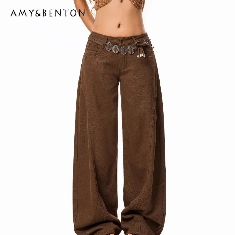 American Retro Design Brown Women's Jeans 2026 Spring Summer New Loose Slimming Versatile Floor-length Wide-leg Pants Ladies
American Retro Design Brown Women's Jeans 2026 Spring Summer New Loose Slimming Versatile Floor-length Wide-leg Pants Ladies