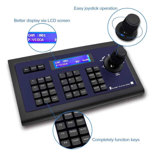 TEVO-KZ1 PTZ camera RS232 / RS485 / RS422 joystick keyboard joystick controller
TEVO-KZ1 PTZ camera RS232 / RS485 / RS422 joystick keyboard joystick controller