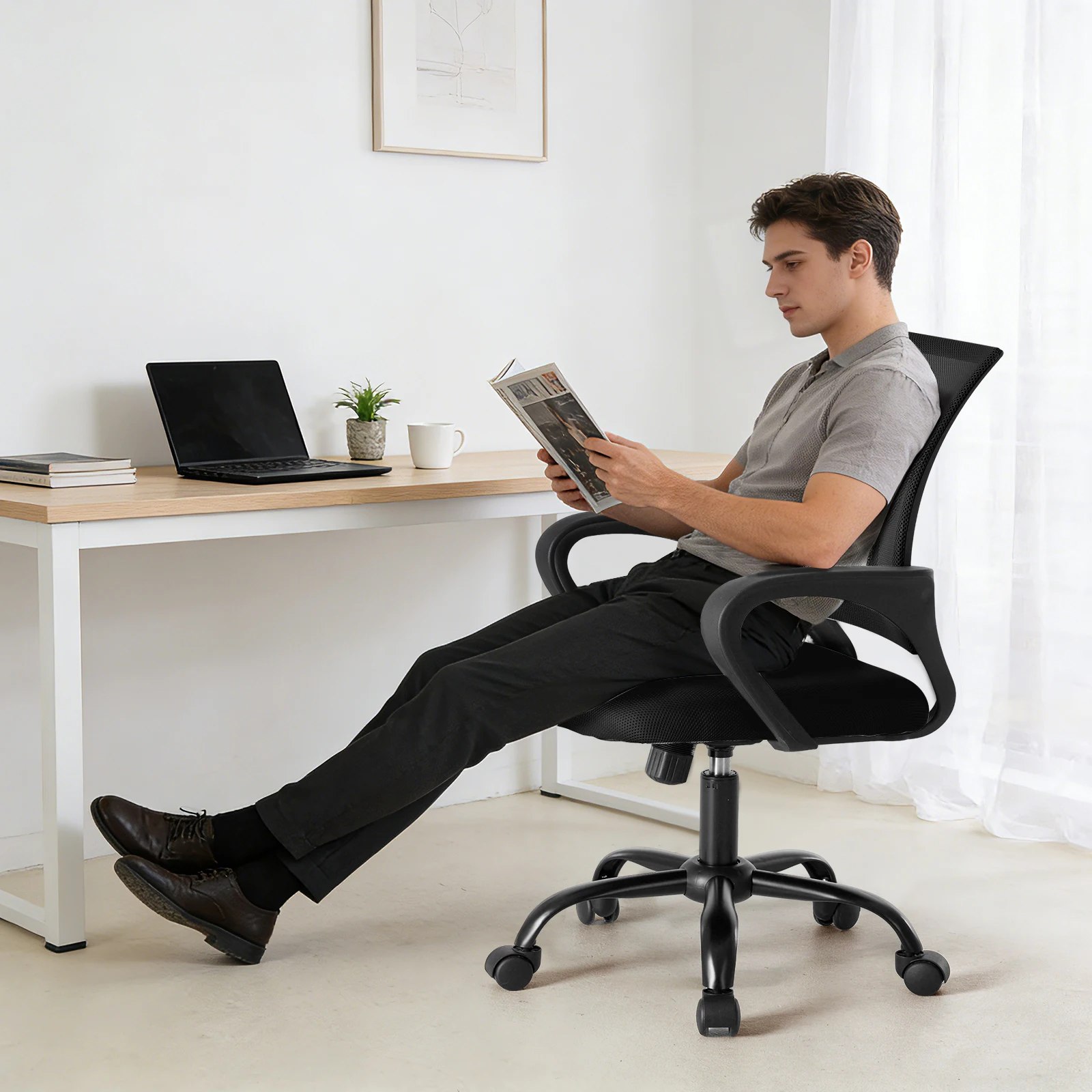 JHK Ergonomic Fixed Armrest Office Desk Gaming Chair Mid Back with Lumbar Support Rocking Mode Height Adjustable with For Office
JHK Ergonomic Fixed Armrest Office Desk Gaming Chair Mid Back with Lumbar Support Rocking Mode Height Adjustable with For Office