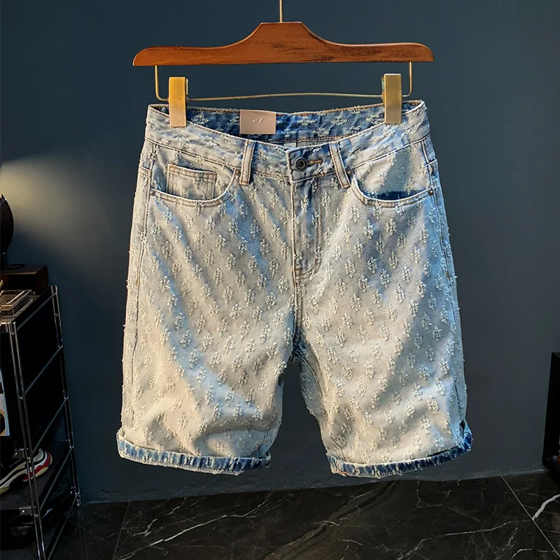 Scratch Denim Shorts Men's Summer Thin Straight Fashion Korean Style TrendsinsStreet Washed-out Vintage Casual Cropped Pants
Scratch Denim Shorts Men's Summer Thin Straight Fashion Korean Style TrendsinsStreet Washed-out Vintage Casual Cropped Pants