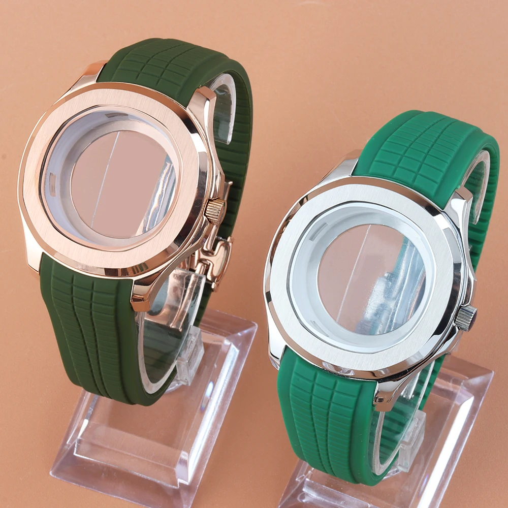 42mm Fit Aquanaut Watch Case Rose gold Case Stainless Steel Diving Case Rubber Strap For NH35 NH36 Movement Nautilus Case Parts
42mm Fit Aquanaut Watch Case Rose gold Case Stainless Steel Diving Case Rubber Strap For NH35 NH36 Movement Nautilus Case Parts