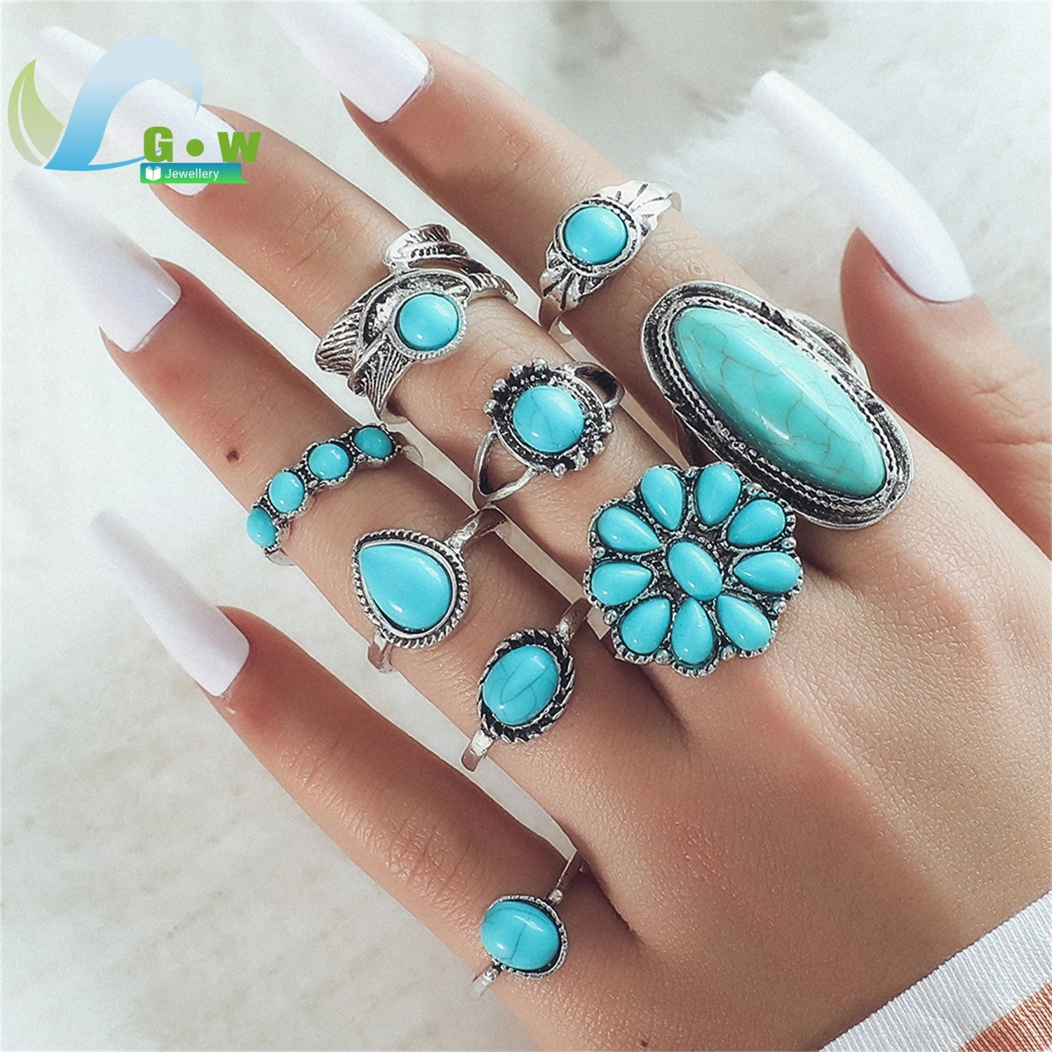 Элегантный комплект из 9-х предметов в богемном стиле с перьями, бирюзово-синий полый комплект колец ручной работы, уникальные эффектные ювелирные изделия, подарок для нее
Элегантный комплект из 9-х предметов в богемном стиле с перьями, бирюзово-синий полый комплект колец ручной работы, уникальные эффектные ювелирные изделия, подарок для нее