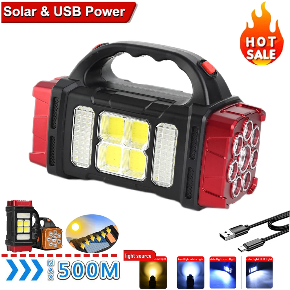 300000LM USB Rechargeable Flashlight Waterproof COB/LED Torch Light Portable Powerful Lantern Solar Light for Camping Hiking
300000LM USB Rechargeable Flashlight Waterproof COB/LED Torch Light Portable Powerful Lantern Solar Light for Camping Hiking