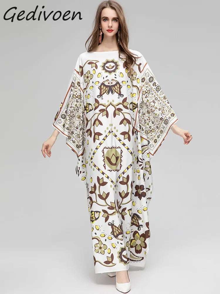 Gedivoen Summer Fashion Designer Vintage Pattern Printed Dress Women's O-neck Batwing Long Sleeve Loose Waist Casual Long Dress
Gedivoen Summer Fashion Designer Vintage Pattern Printed Dress Women's O-neck Batwing Long Sleeve Loose Waist Casual Long Dress