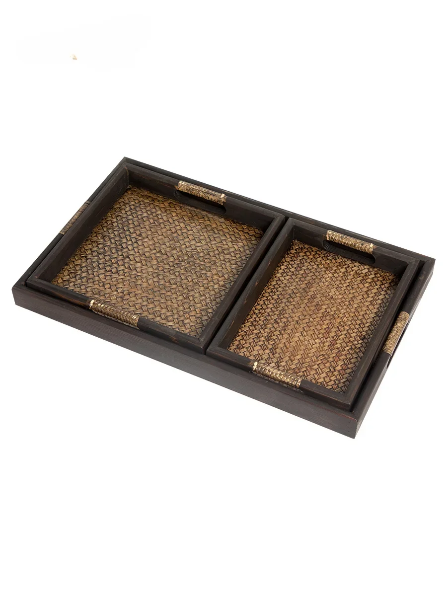 Thailand Solid Wood Rattan Tray Southeast Asian Wooden Woven Guest Room Tea Tray 
Thailand Solid Wood Rattan Tray Southeast Asian Wooden Woven Guest Room Tea Tray