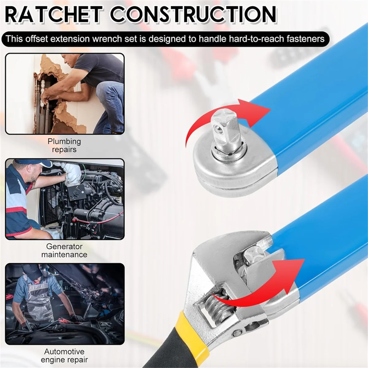 AM38M Offset Extension Wrench, 15 Inch Tight Reach Extension Wrench Set, Universal Zero Degree Ratchet Tool for Tight Space
AM38M Offset Extension Wrench, 15 Inch Tight Reach Extension Wrench Set, Universal Zero Degree Ratchet Tool for Tight Space