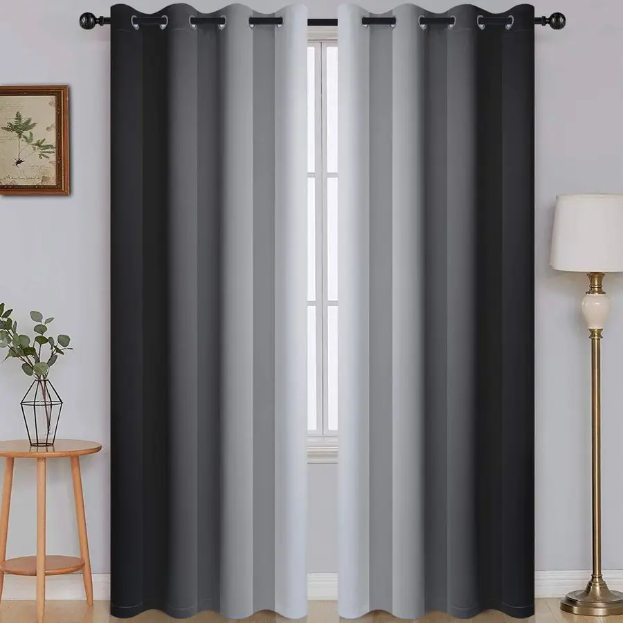 Ombre Room Darkening Curtains for Bedroom, Gradient Black to Grey White Light Blocking Thermal Insulated Grommet Window Curtain
Ombre Room Darkening Curtains for Bedroom, Gradient Black to Grey White Light Blocking Thermal Insulated Grommet Window Curtain