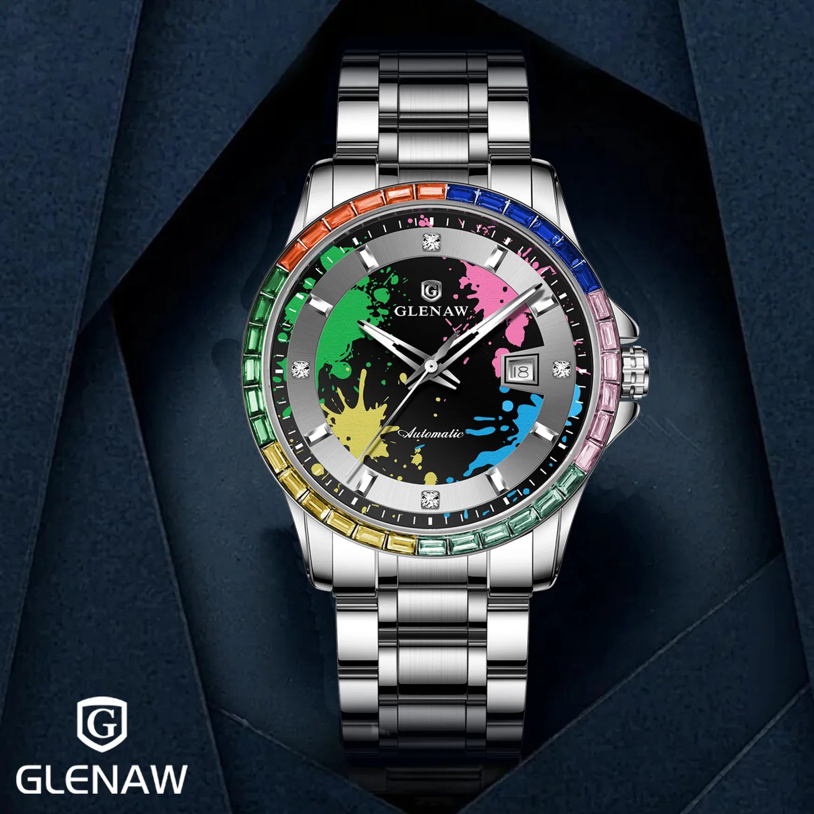 2025 GLENAW Design NEW Rainbow Circle Mechanical Watch Men Graffiti Dial Night Light Calendar Waterproof Luxury Mechanical Watch
2025 GLENAW Design NEW Rainbow Circle Mechanical Watch Men Graffiti Dial Night Light Calendar Waterproof Luxury Mechanical Watch