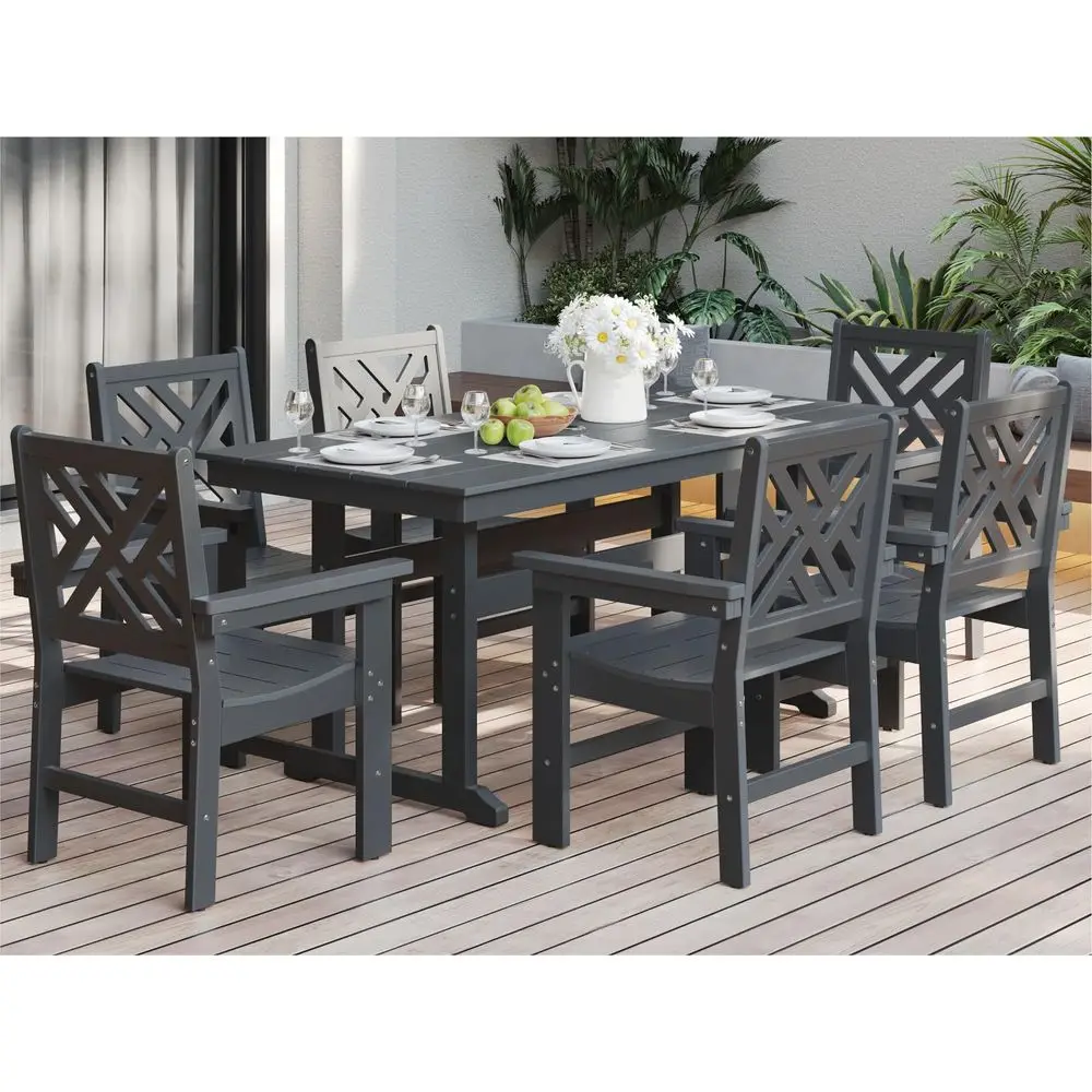Outdoor Dining Set, HDPE AllWeather Patio Table and Chairs Set for 6, Outdoor Patio Furniture Sets with Umbrella Hole for Outsi
Outdoor Dining Set, HDPE AllWeather Patio Table and Chairs Set for 6, Outdoor Patio Furniture Sets with Umbrella Hole for Outsi
