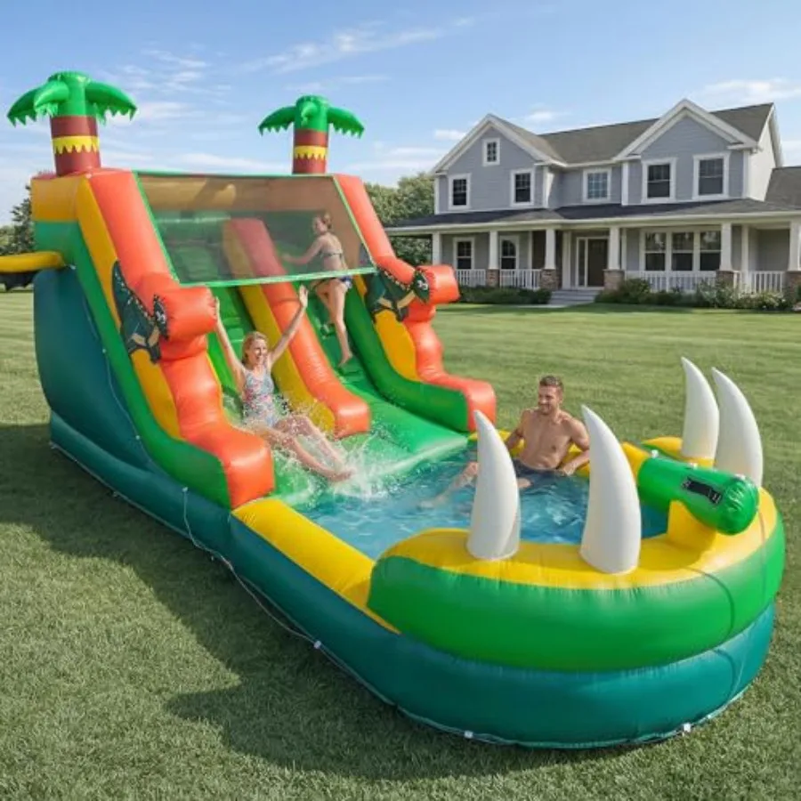 Inflatable Commercial Grade Water Slide 21 ft for Adults Teenagers Large Pool Premium PVC Dinosaur Style Outdoor Backyard Party
Inflatable Commercial Grade Water Slide 21 ft for Adults Teenagers Large Pool Premium PVC Dinosaur Style Outdoor Backyard Party