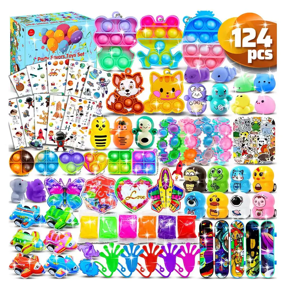 124Pcs Kids Birthday Party Pinata Toys with Snap Bracelets Push Bubble Fidget Filling Prizes Bulk Pack Kids Carnival Gifts
124Pcs Kids Birthday Party Pinata Toys with Snap Bracelets Push Bubble Fidget Filling Prizes Bulk Pack Kids Carnival Gifts