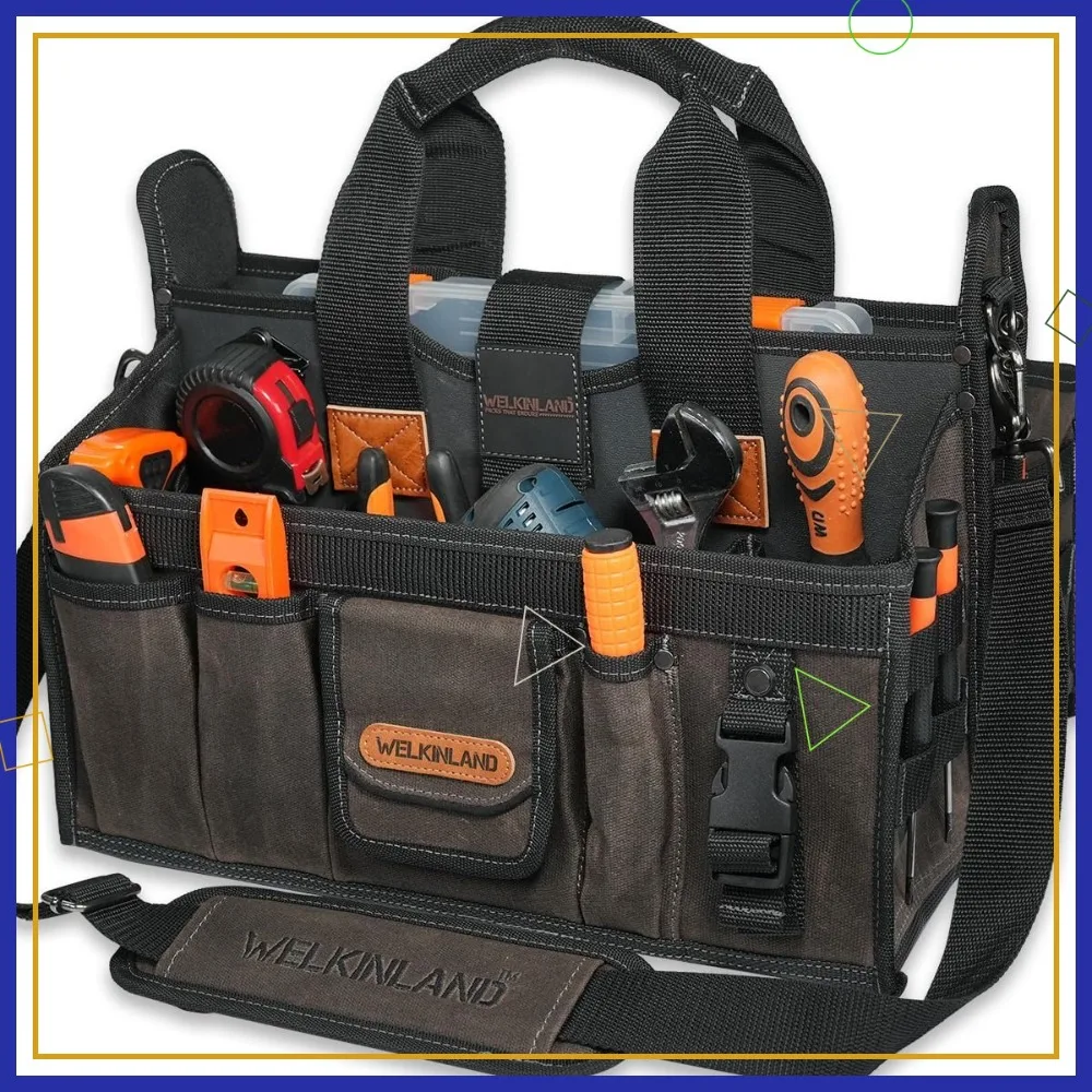 20-Pocket Electrician Tool Tote, 16" Wide Open Top, Waxed Canvas Heavy-Duty Bag for HVAC Techs and Technicians
20-Pocket Electrician Tool Tote, 16" Wide Open Top, Waxed Canvas Heavy-Duty Bag for HVAC Techs and Technicians