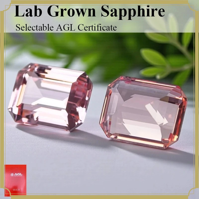Emeralds Cut Lab Grown Sapphire Sunrise Pink Gemstone Bead For Jewelry Making Selectable AGL Certificate
Emeralds Cut Lab Grown Sapphire Sunrise Pink Gemstone Bead For Jewelry Making Selectable AGL Certificate