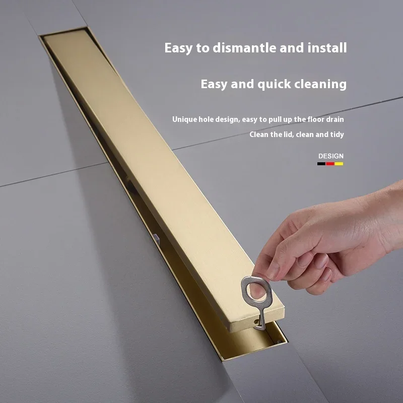 Gold 304 Stainless Steel Invisible Floor Drain Bathroom Deodorant Inlaid Brick Extended Strip Floor Drain Cover
Gold 304 Stainless Steel Invisible Floor Drain Bathroom Deodorant Inlaid Brick Extended Strip Floor Drain Cover