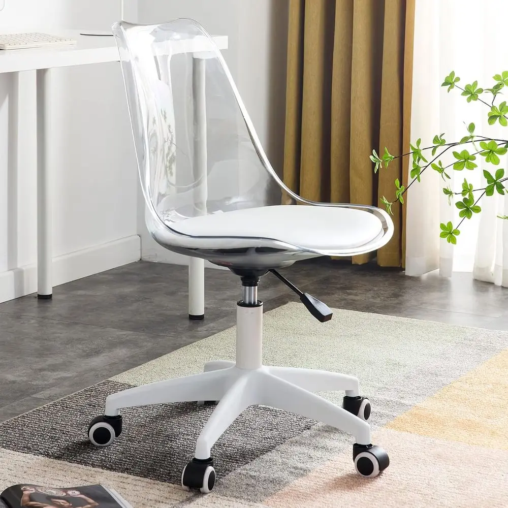 Acrylic Clear Desk Chair ern Home Oice Chairs with Wheels Cute ArmlRolling Vanity Plastic Chair with Adjustable Height (Clear)
Acrylic Clear Desk Chair ern Home Oice Chairs with Wheels Cute ArmlRolling Vanity Plastic Chair with Adjustable Height (Clear)