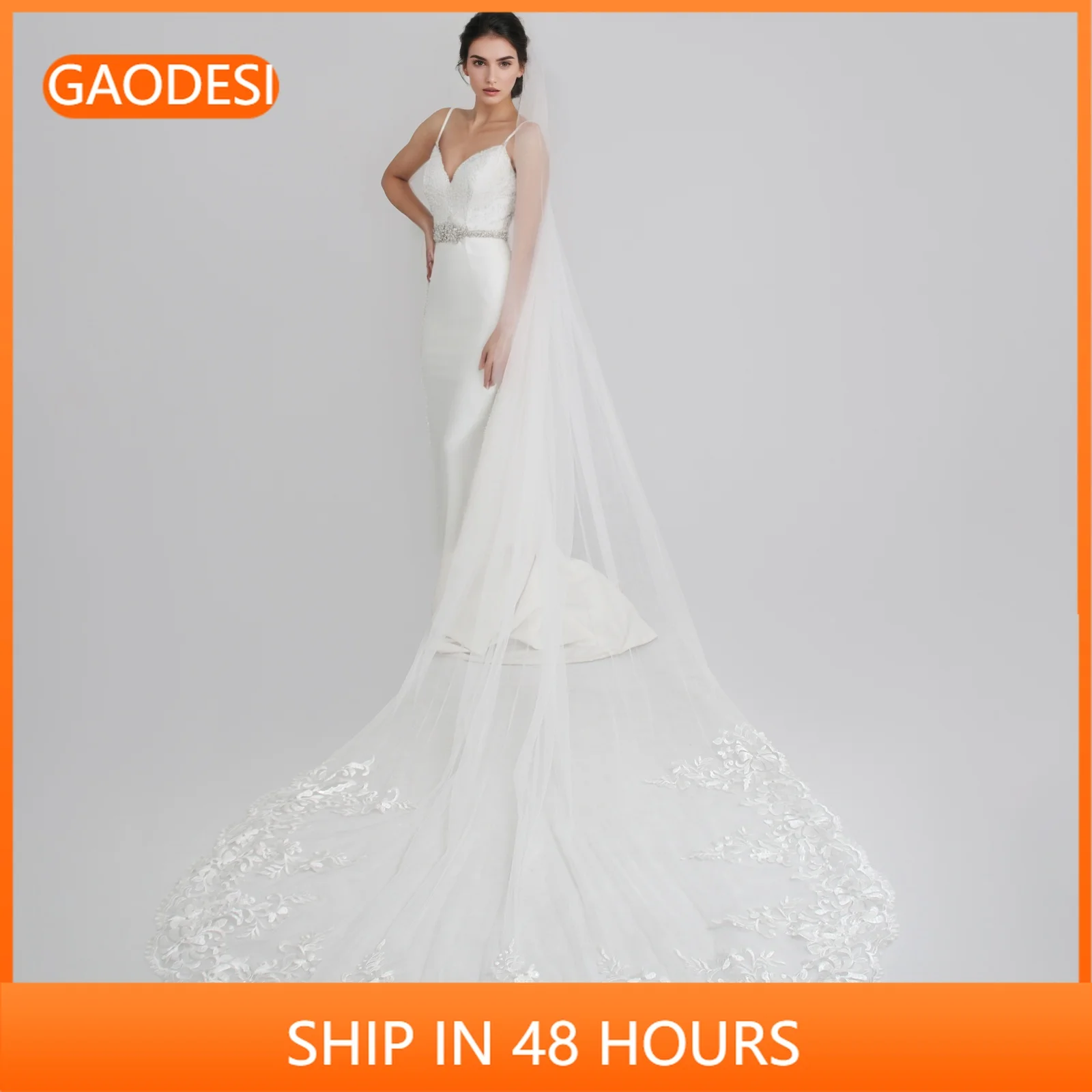 Cathedral Bridal Veil Heavy Duty Lace Edge Handmade 300cm White Long Train Veil with Metal Comb Suitable for Church Weddings G81
Cathedral Bridal Veil Heavy Duty Lace Edge Handmade 300cm White Long Train Veil with Metal Comb Suitable for Church Weddings G81