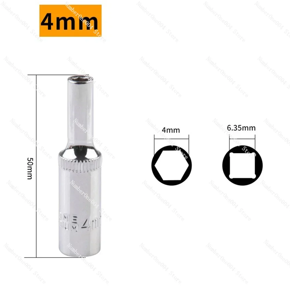 1x Metric Long Chrome Socket Set 1/4Inch Drive Hex Deep Socket From 4mm To 14mm Professional Wrench Heads Ratchet Tool
1x Metric Long Chrome Socket Set 1/4Inch Drive Hex Deep Socket From 4mm To 14mm Professional Wrench Heads Ratchet Tool