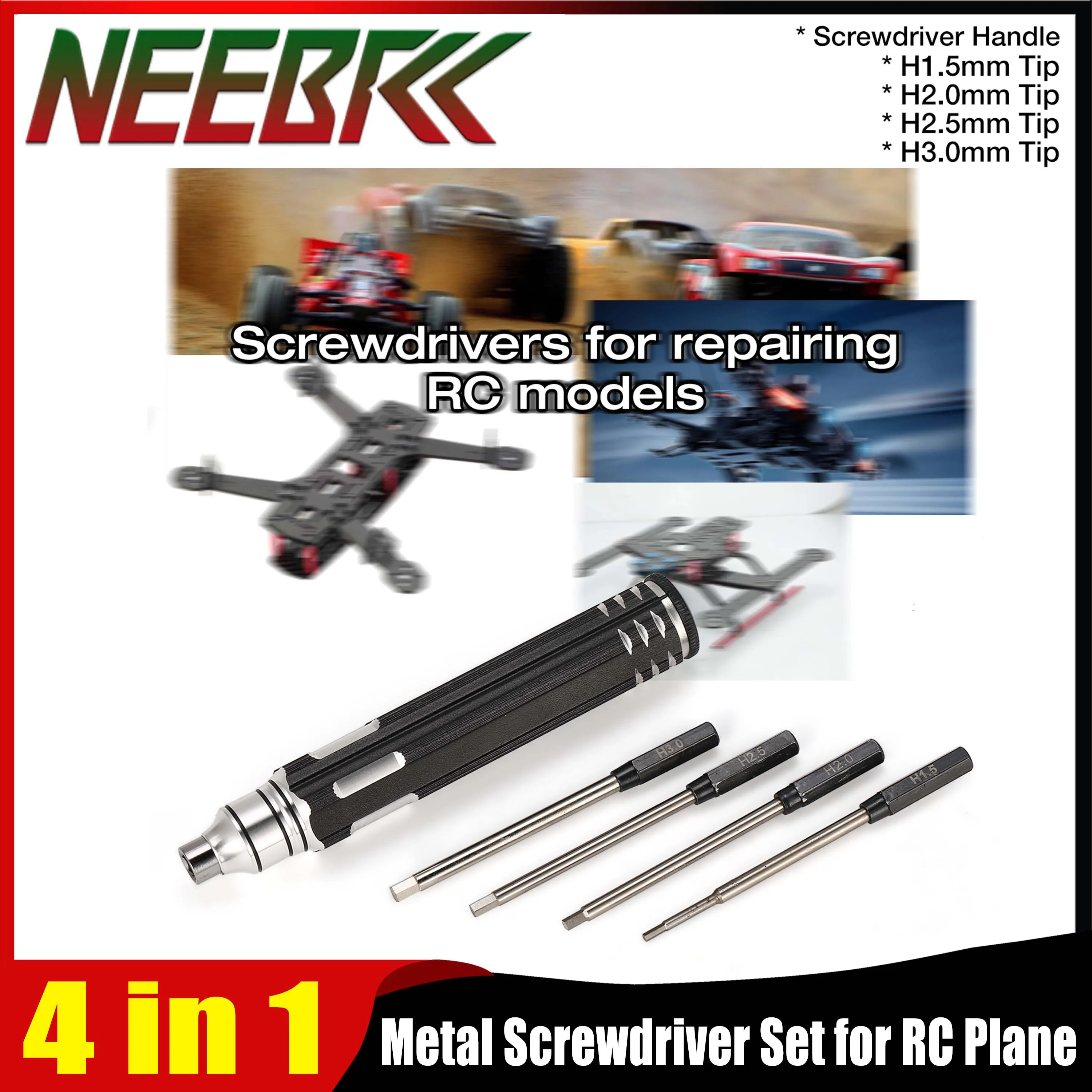 NEEBRC 4 in 1 Screwdriver Set 1.5mm 2.0mm 2.5mm 3.0mm Metal Hex Hexagonal Handle Repair Tool Kit for RC Drone Airplane Car Part
NEEBRC 4 in 1 Screwdriver Set 1.5mm 2.0mm 2.5mm 3.0mm Metal Hex Hexagonal Handle Repair Tool Kit for RC Drone Airplane Car Part