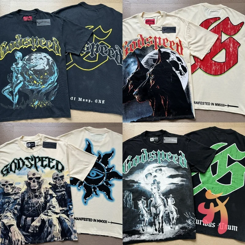 Real Photos Cotton Godspeed T Shirts Vintage Knight Print Men Tops Hiphop Rock Street Unisex Short Sleeve Casual Women Tees
Real Photos Cotton Godspeed T Shirts Vintage Knight Print Men Tops Hiphop Rock Street Unisex Short Sleeve Casual Women Tees