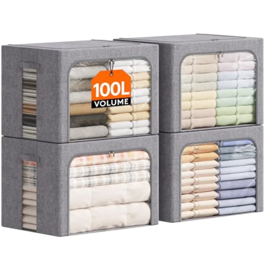 Clothes Storage Bins with Metal Frame, Stackable Storage Box, Foldable Clothing Storage Bins with Lids, Storage Bags Fabric Box
Clothes Storage Bins with Metal Frame, Stackable Storage Box, Foldable Clothing Storage Bins with Lids, Storage Bags Fabric Box