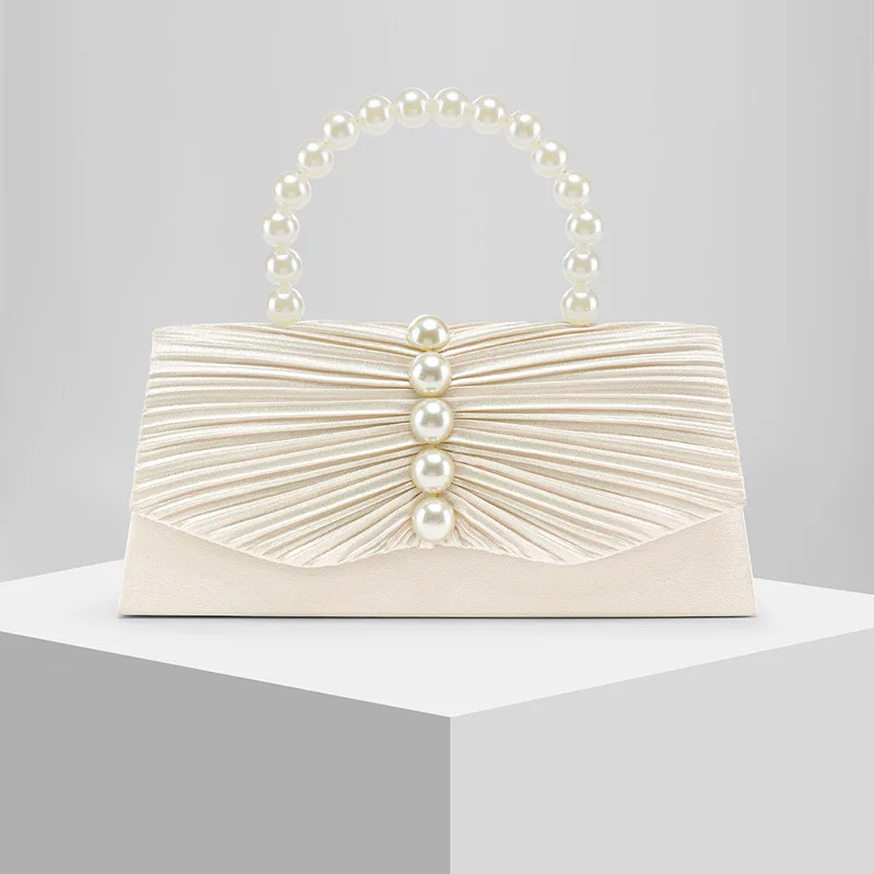 Classic Silver Apricot Satin Folded Evening Bags For Women Fashion Elegant Pearl Handle Handbag Wedding Party Small Clutch Purse
Classic Silver Apricot Satin Folded Evening Bags For Women Fashion Elegant Pearl Handle Handbag Wedding Party Small Clutch Purse