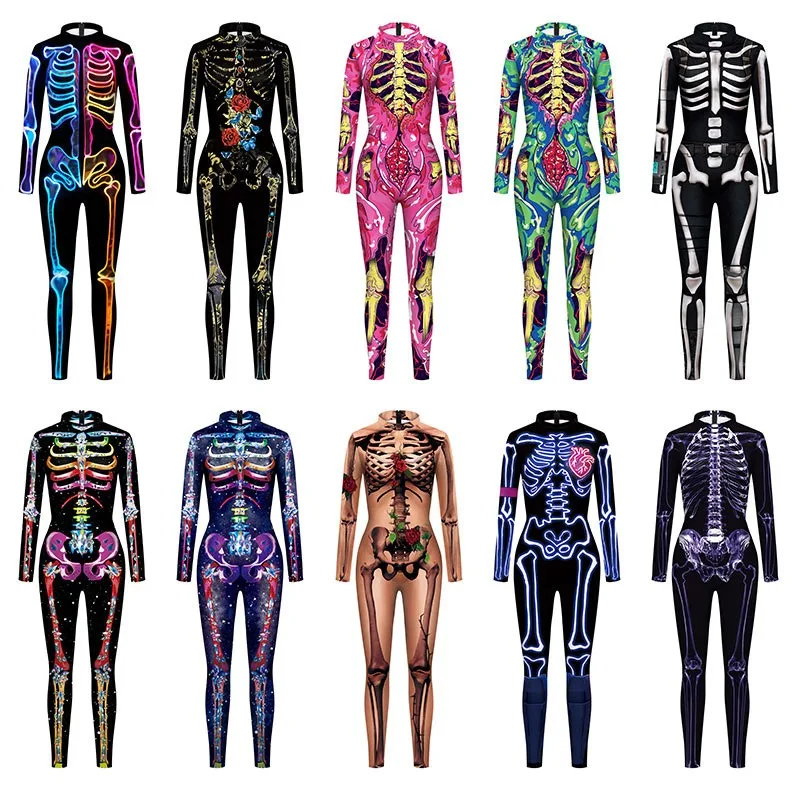 Women Cosplay Costume Clown Jumpsuit Sexy 3D Printed Long Sleeve Skeleton Tight Bodysuit Female Halloween Carnival Stage Outfit
Women Cosplay Costume Clown Jumpsuit Sexy 3D Printed Long Sleeve Skeleton Tight Bodysuit Female Halloween Carnival Stage Outfit