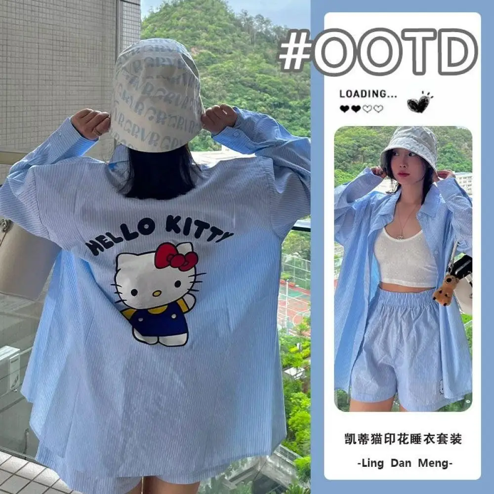 Kawaii Hello Kitty пижамный костюм, рубашка, шорты Sanrioed, хлопковый кардиган с героями мультфильмов, домашняя одежда для девочек, студентов, весенняя повседневная свободная одежда
Kawaii Hello Kitty пижамный костюм, рубашка, шорты Sanrioed, хлопковый кардиган с героями мультфильмов, домашняя одежда для девочек, студентов, весенняя повседневная свободная одежда