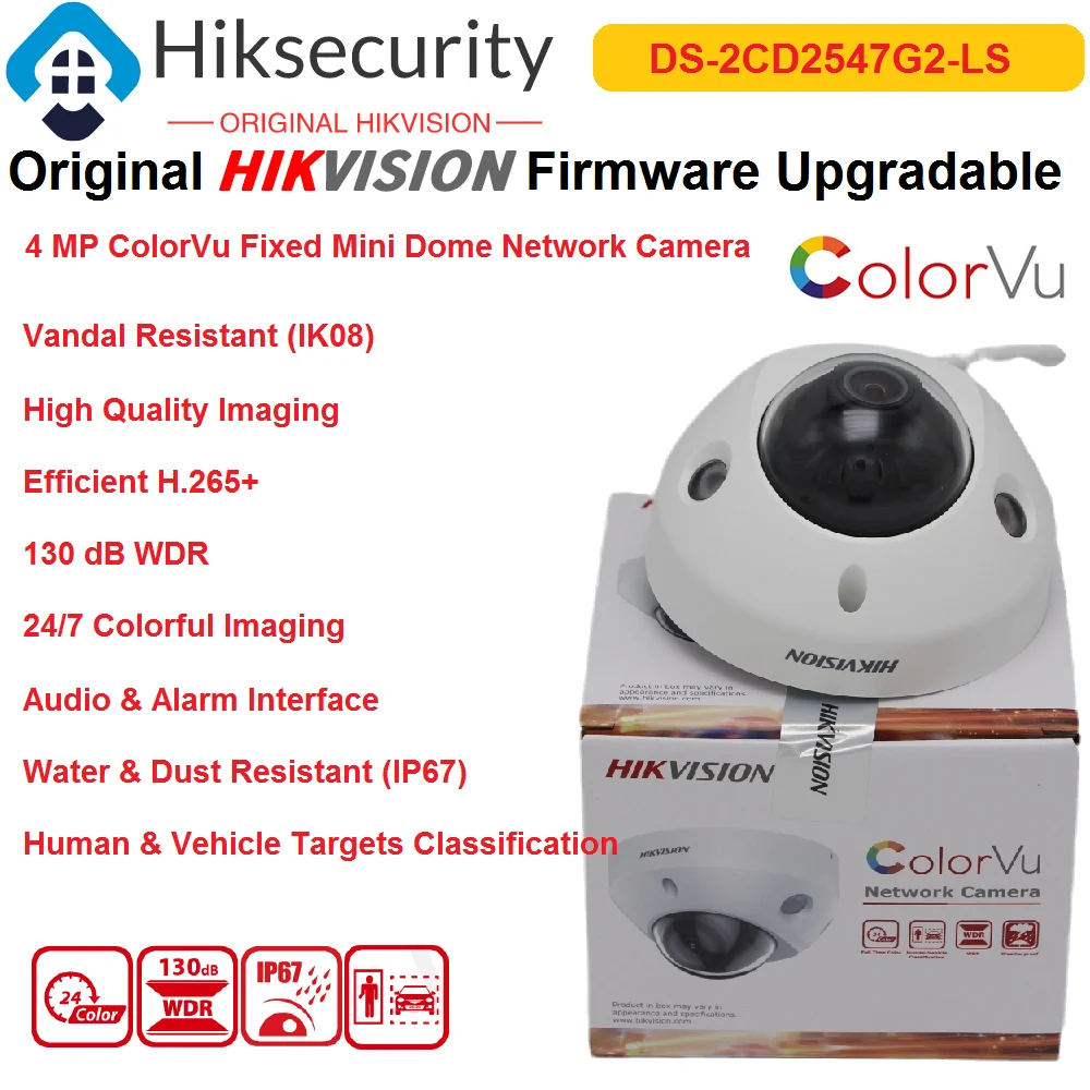 Hikvision IP Camera DS-2CD2547G2-LS 4MP ColorVu Fixed Mini Dome Cam New Style Comparing to DS-2CD2347G2-LU White Color
Hikvision IP Camera DS-2CD2547G2-LS 4MP ColorVu Fixed Mini Dome Cam New Style Comparing to DS-2CD2347G2-LU White Color