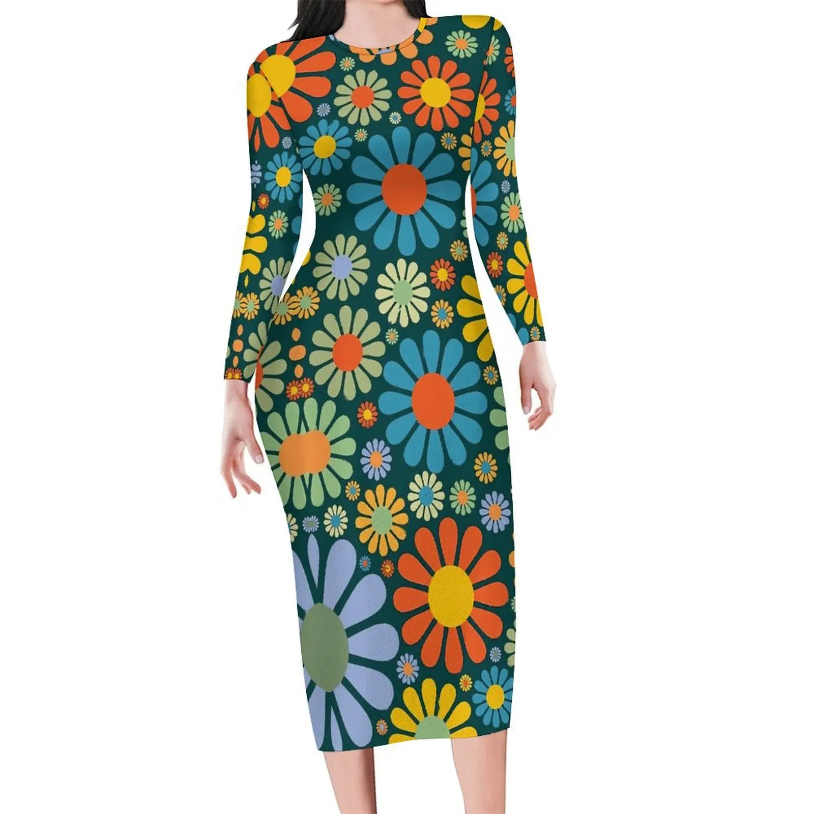 Retro Flower Power Bodycon Dress Holiday Colorful Floral Print Retro Dresses Lady Long Sleeve Pattern Street Wear Dress Big Size
Retro Flower Power Bodycon Dress Holiday Colorful Floral Print Retro Dresses Lady Long Sleeve Pattern Street Wear Dress Big Size
